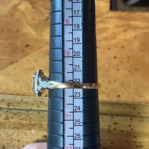 Natural Golden Apatite Sterling Silver Halo Ring Size 10 - Picture 8 of 9